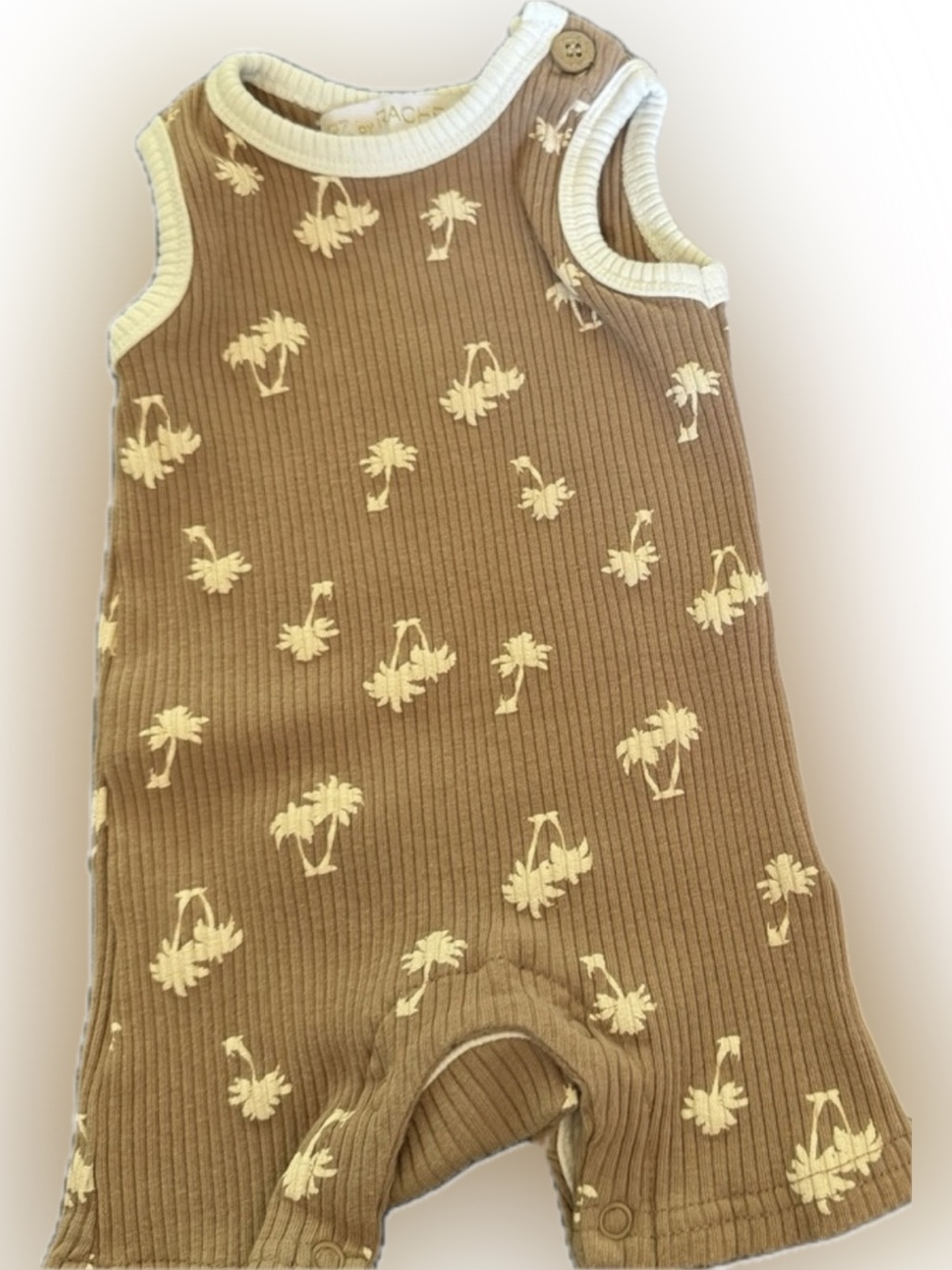 Rachel Zoe Baby Brown & White Palm Print Romper Size 0-3M